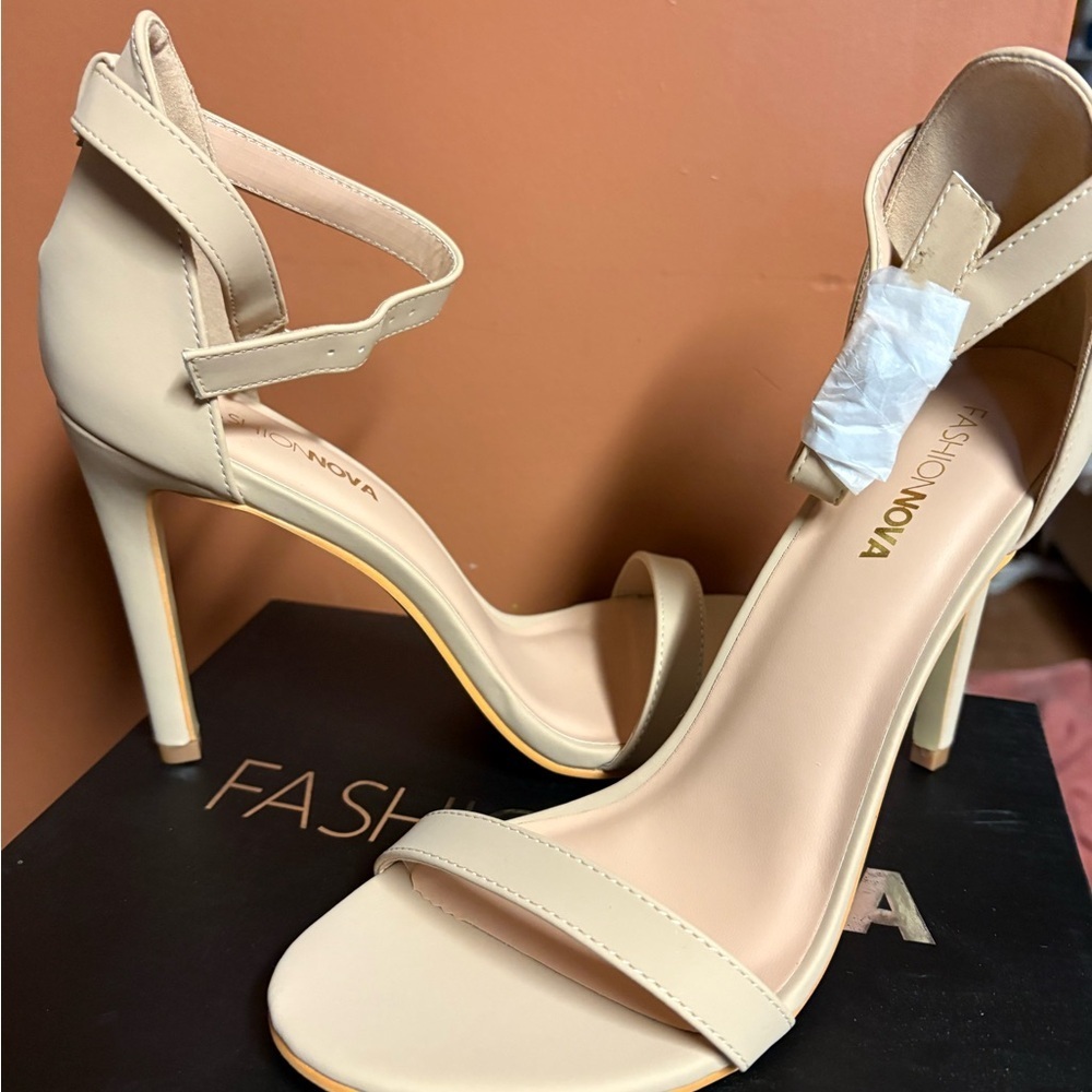 Fashion Nova Nude Strappy Heels - Picture 3 of 9